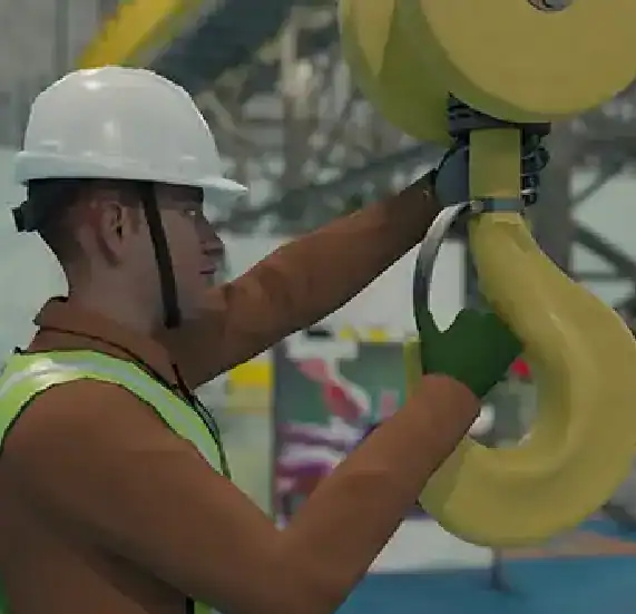 Industrial crane hook safety inspection