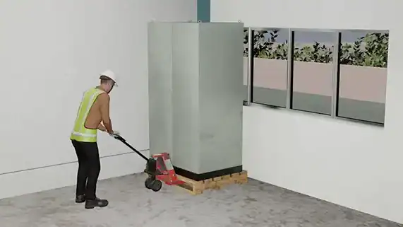 Worker transporting equipment in 3D animated safety video