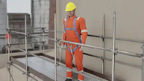 Construction worker on industrial scaffolding